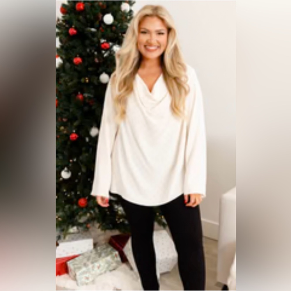 Chic Soul - Cream Cowl Neck Sweater